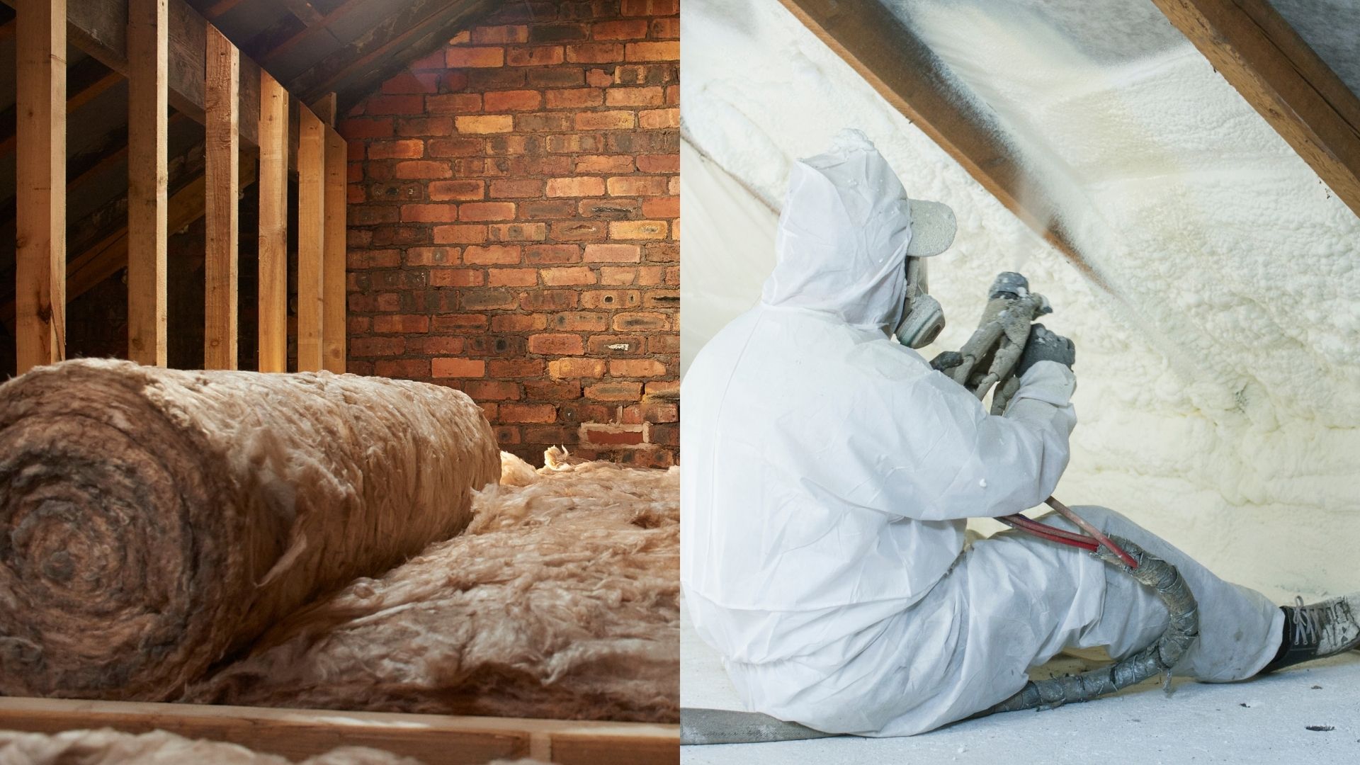 Loft insulation installers installing loft insulation