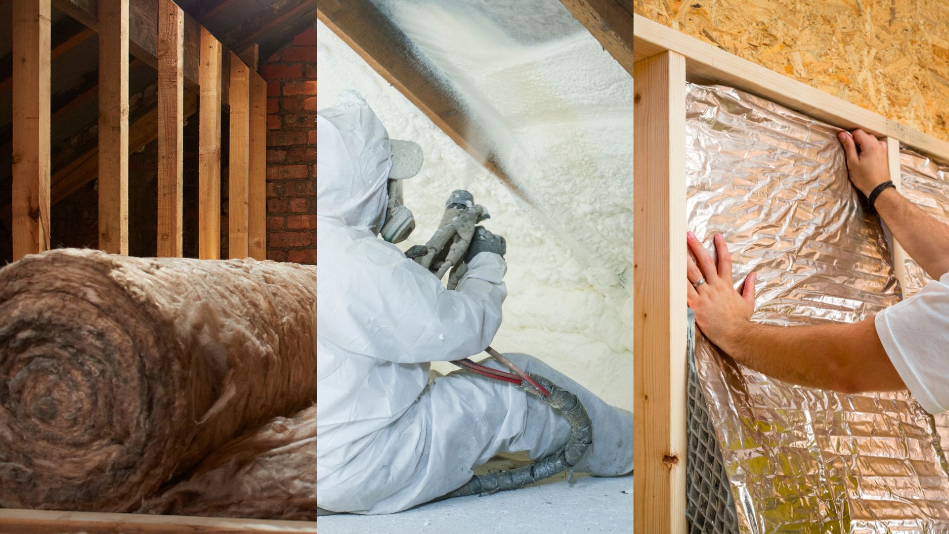 Roll out loft insulation, spray foam loft insulation and ACTIS loft insulation being installed by a loft insulation installer