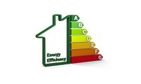 A house with an energy efficiency label and loft boarding.