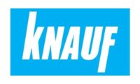 Knauf logo on a blue background featuring spray foam insulation.