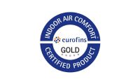 A logo with the words indoor air comfort gold certified product and loft insulation.