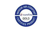 A logo with the words indoor air comfort gold certified product and loft insulation.