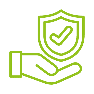 Hand holding shield with checkmark symbolising insulation protection.