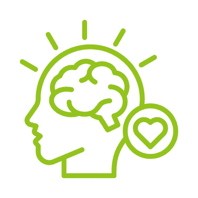 Illustration of a human head with a brain and heart, symbolising smart insulation solutions.