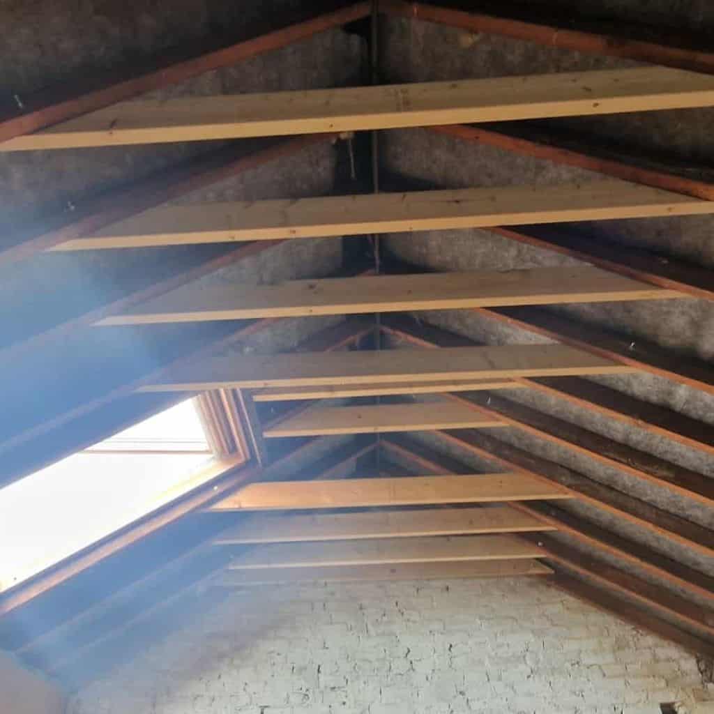 A roof before insulation installation